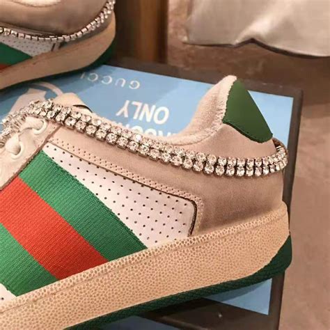 gucci screeener shoes|gucci screener sneakers with crystals.